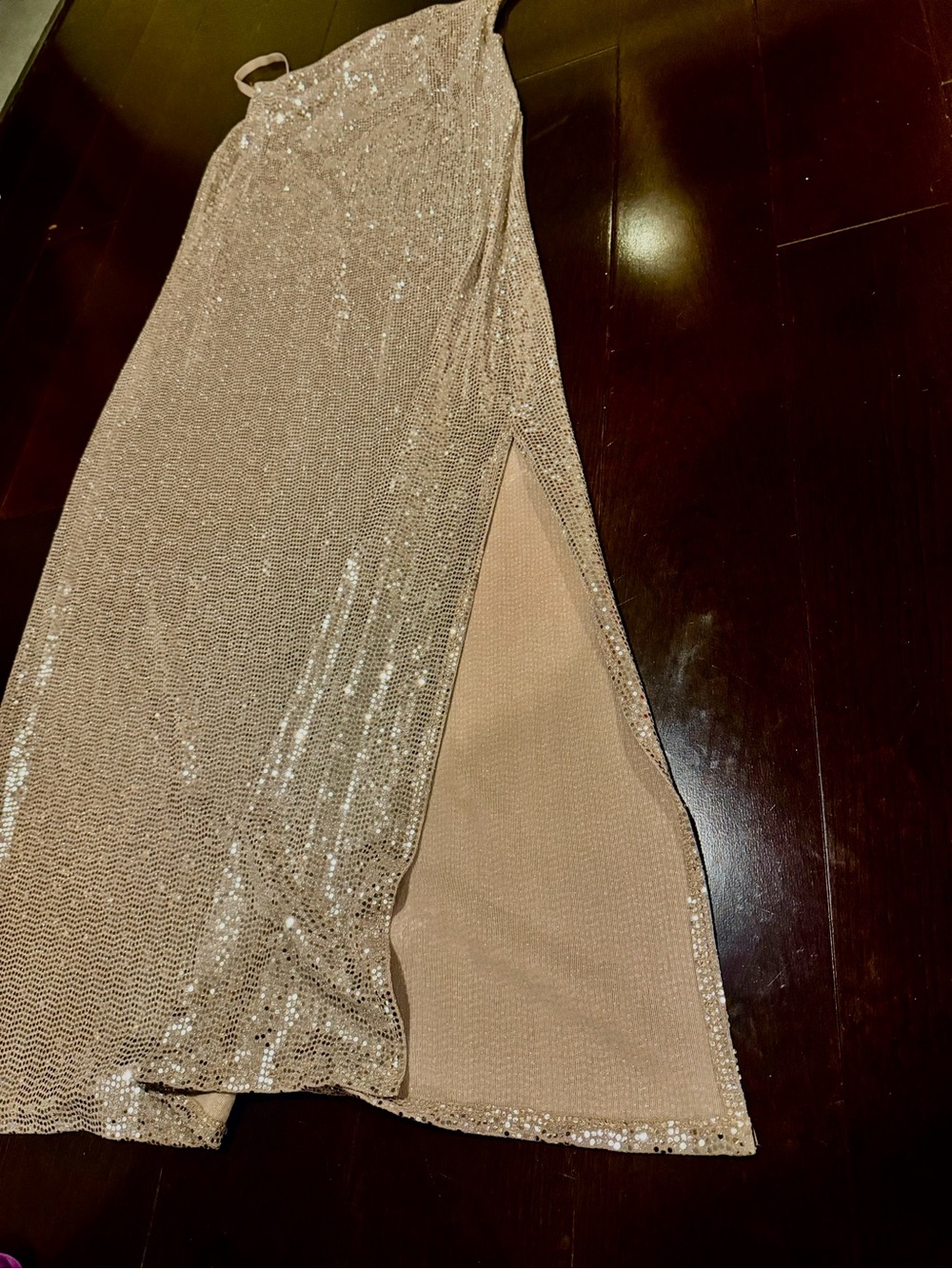 bebe Sequin Maxi Dress in silver